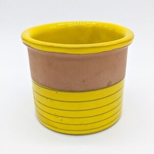 Yellow green earthenware planter container